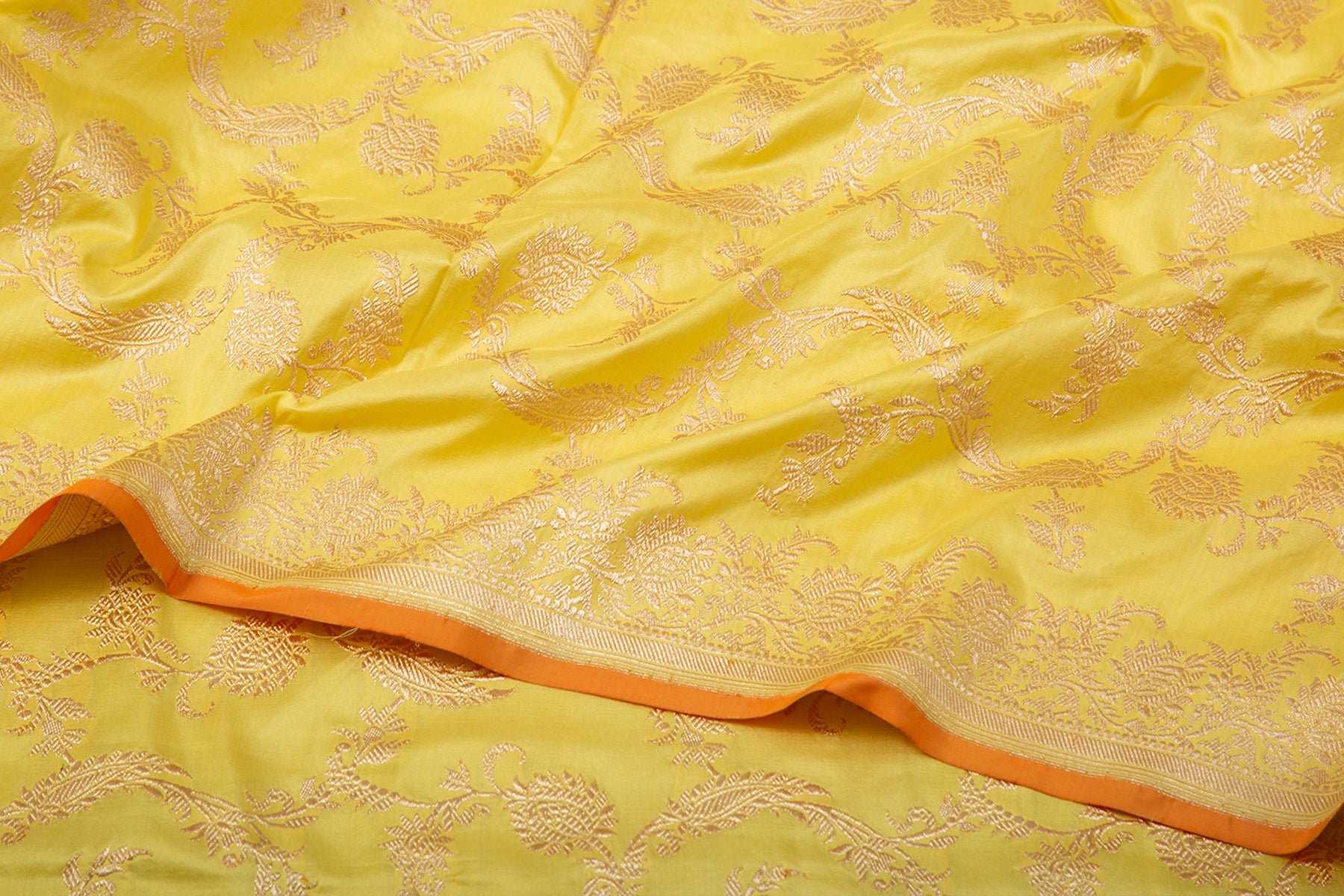 Banarasi Silk Kadwa Jaal Yellow Saree