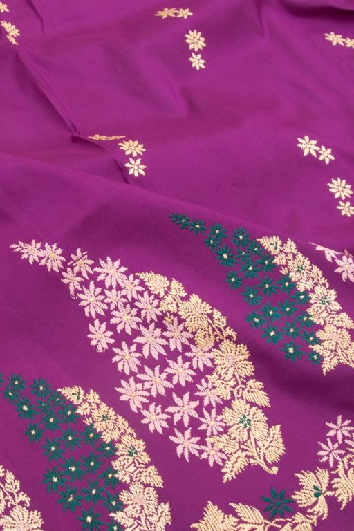 Banarasi Silk Kadwa Butta Purple Saree