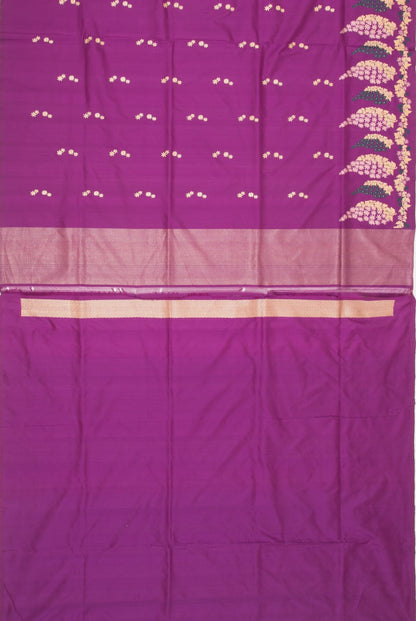 Banarasi Silk Kadwa Butta Purple Saree