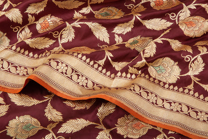 Banarasi Silk Kadwa Jaal Brown Saree