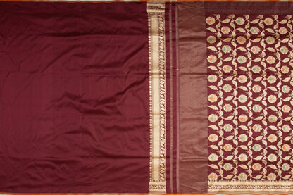 Banarasi Silk Kadwa Jaal Brown Saree