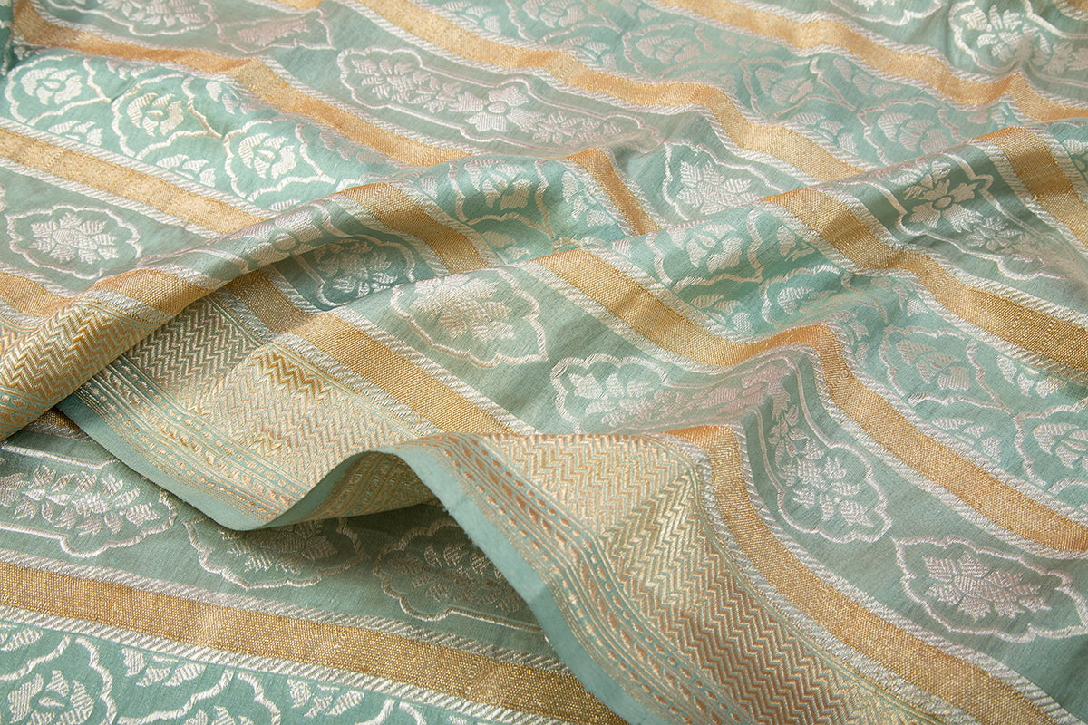 Banarasi Silk Tissue Jaal Sky Blue Saree