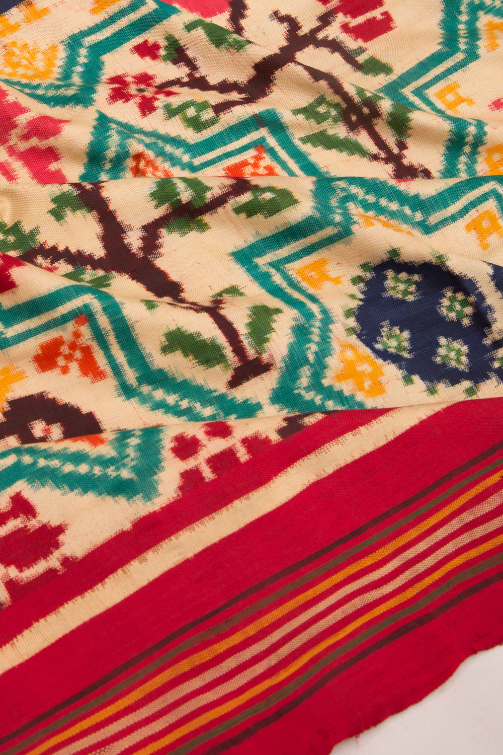 Patan Patola Silk Double Ikat Cream Dupatta