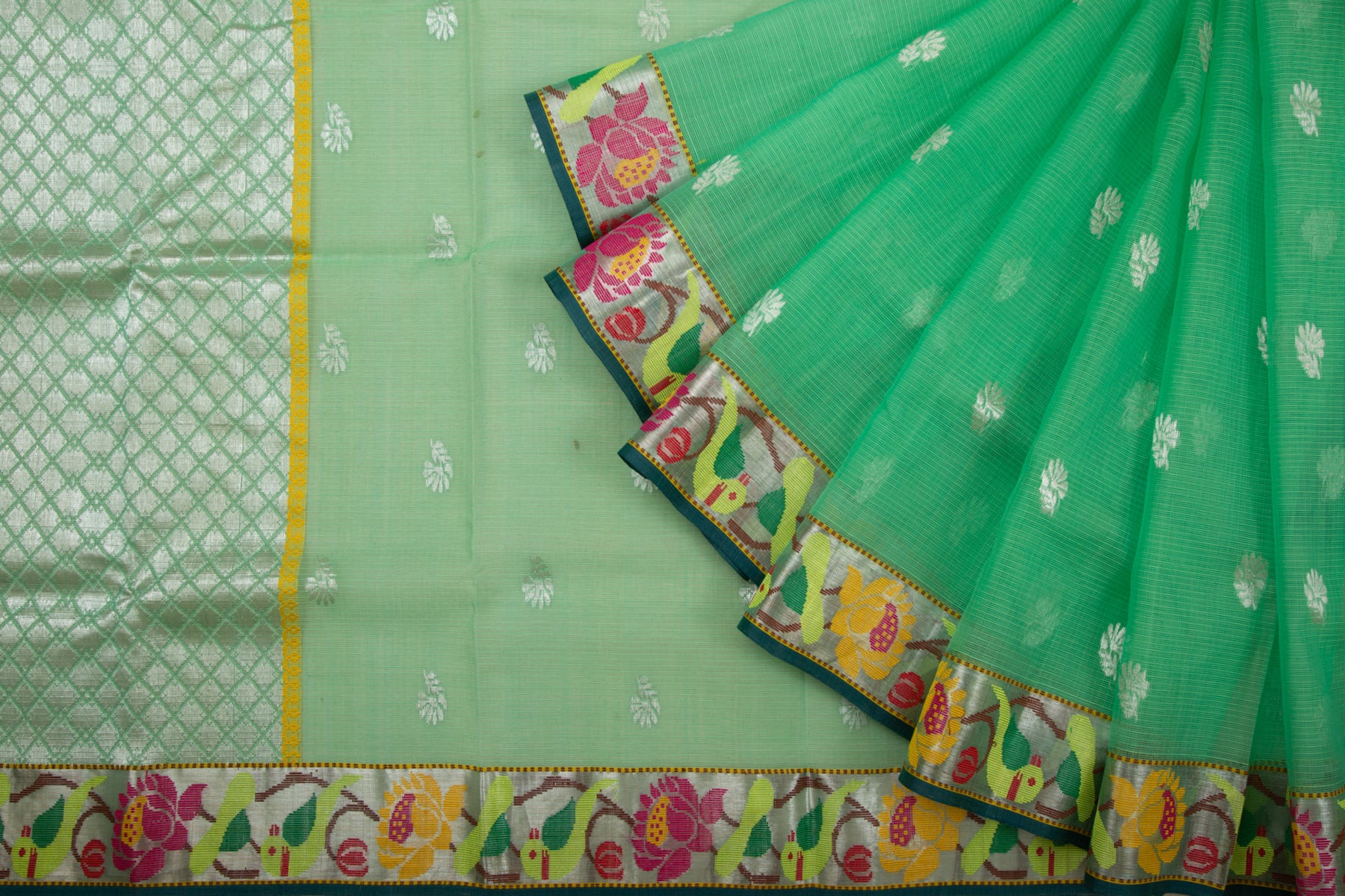 Kota Silk Butta Green Saree