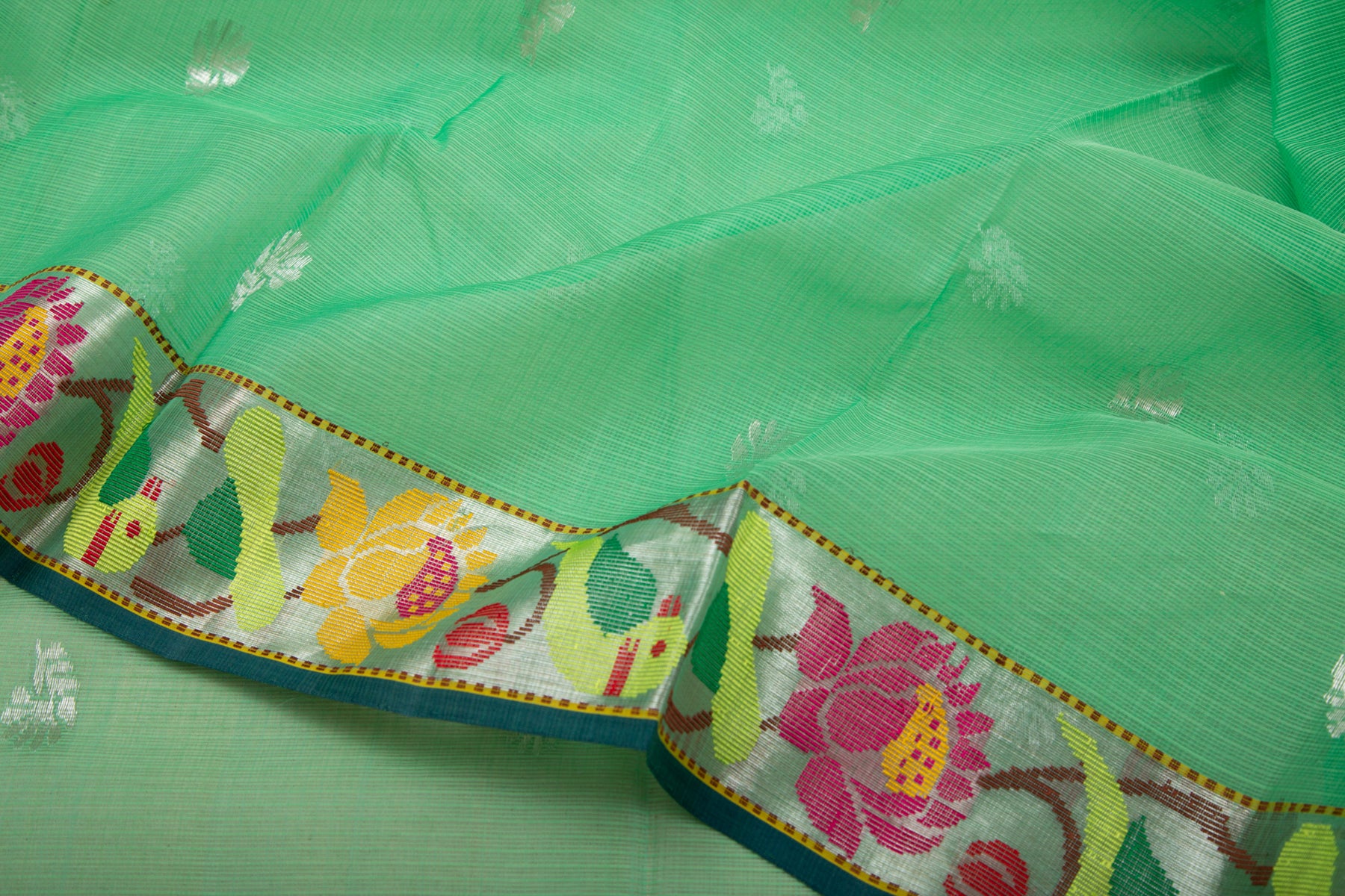 Kota Silk Butta Green Saree