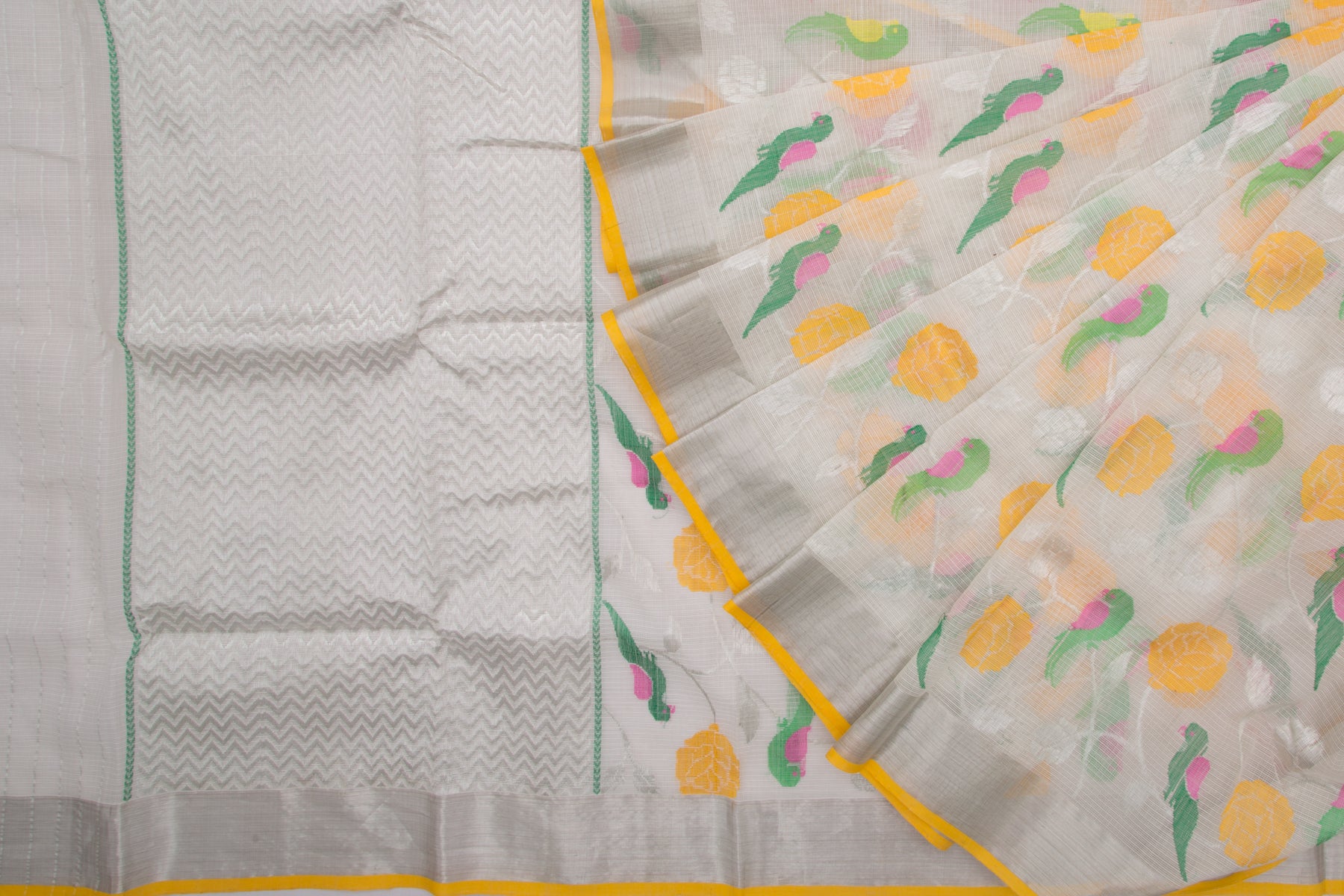 Kota Silk Jamdani Off-White Saree