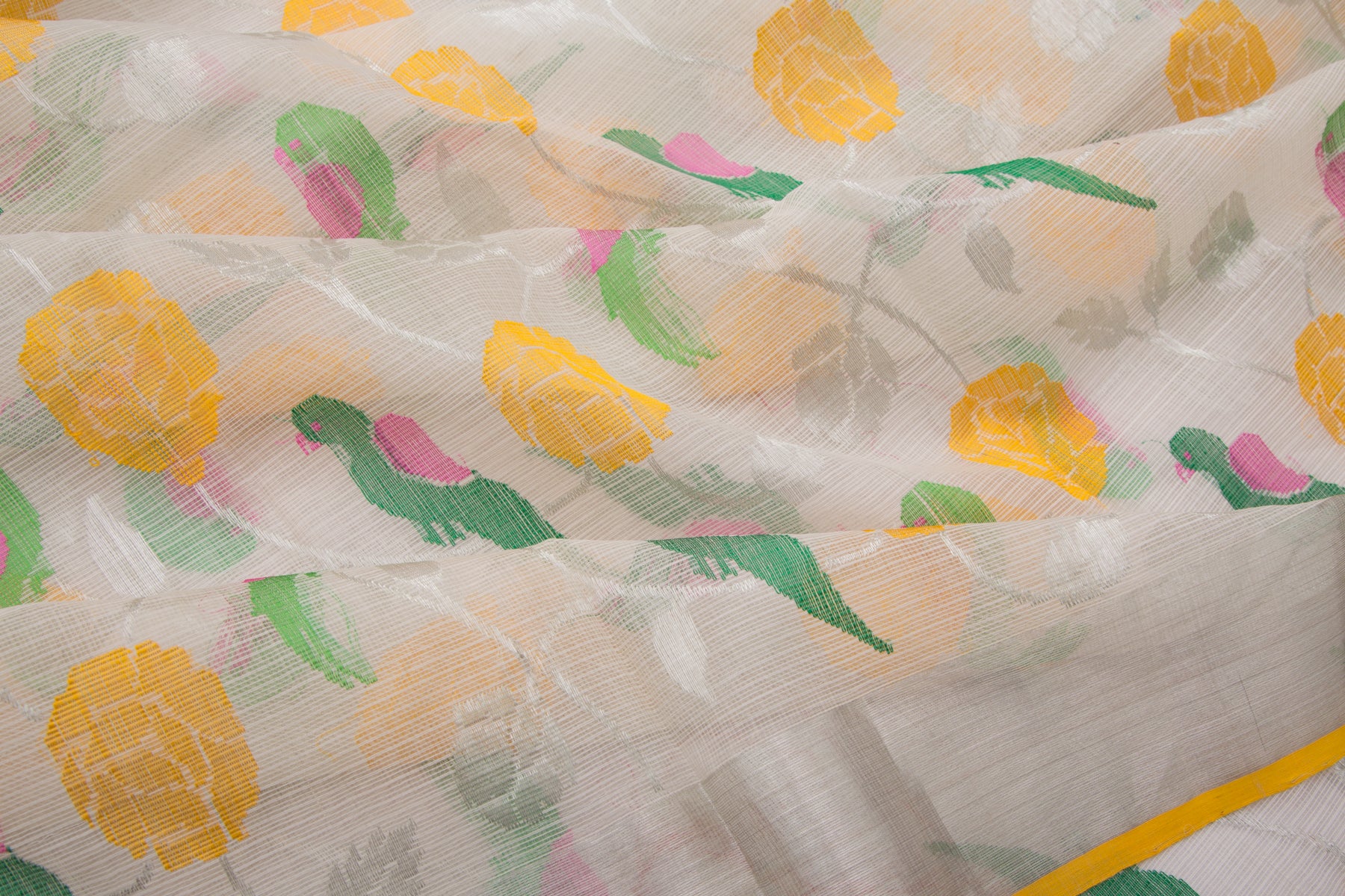 Kota Silk Jamdani Off-White Saree