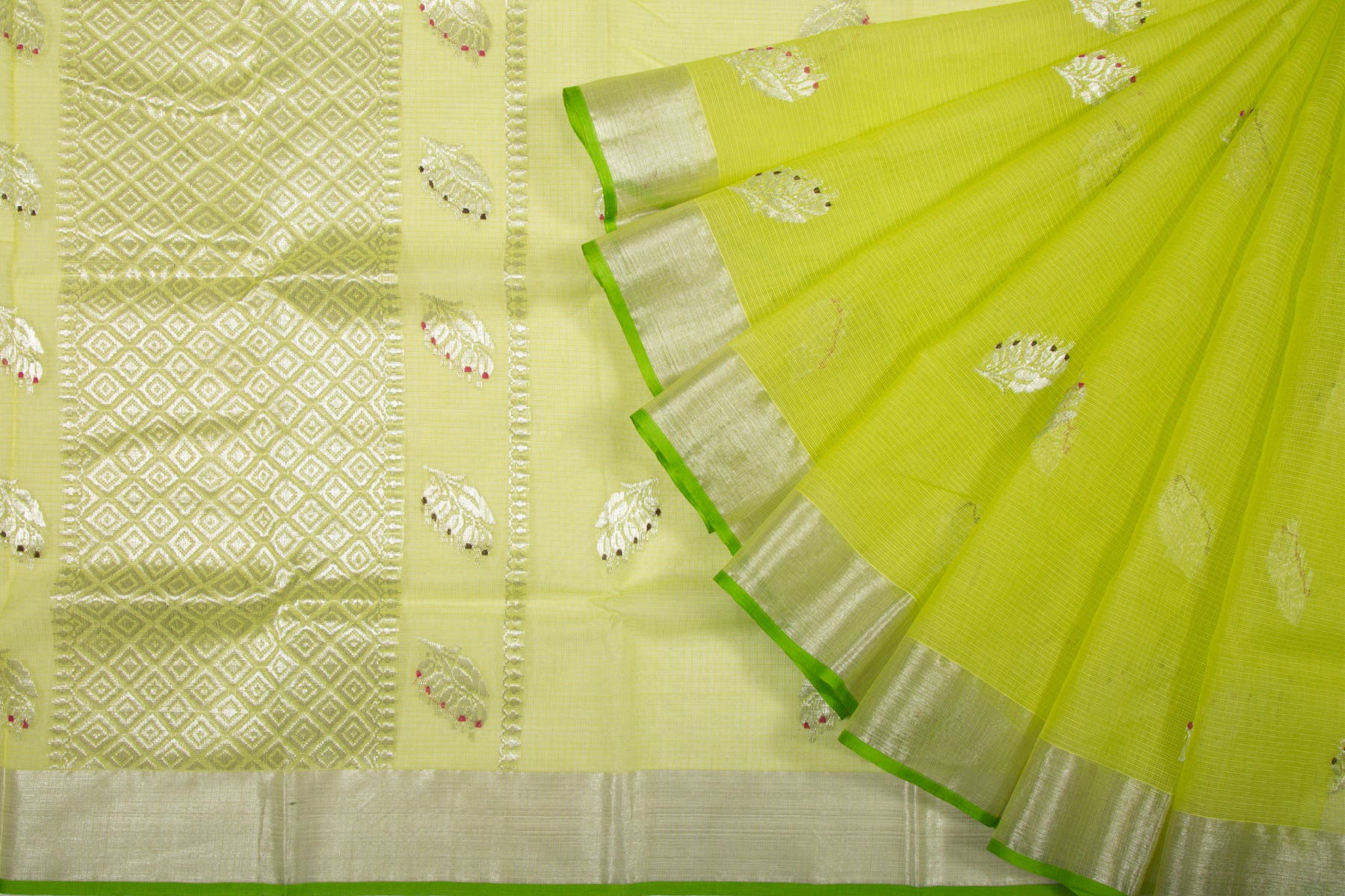 Kota Silk Butta Lemon Yellow Saree