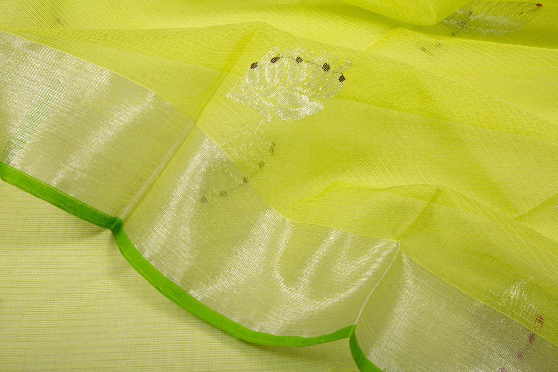 Kota Silk Butta Lemon Yellow Saree