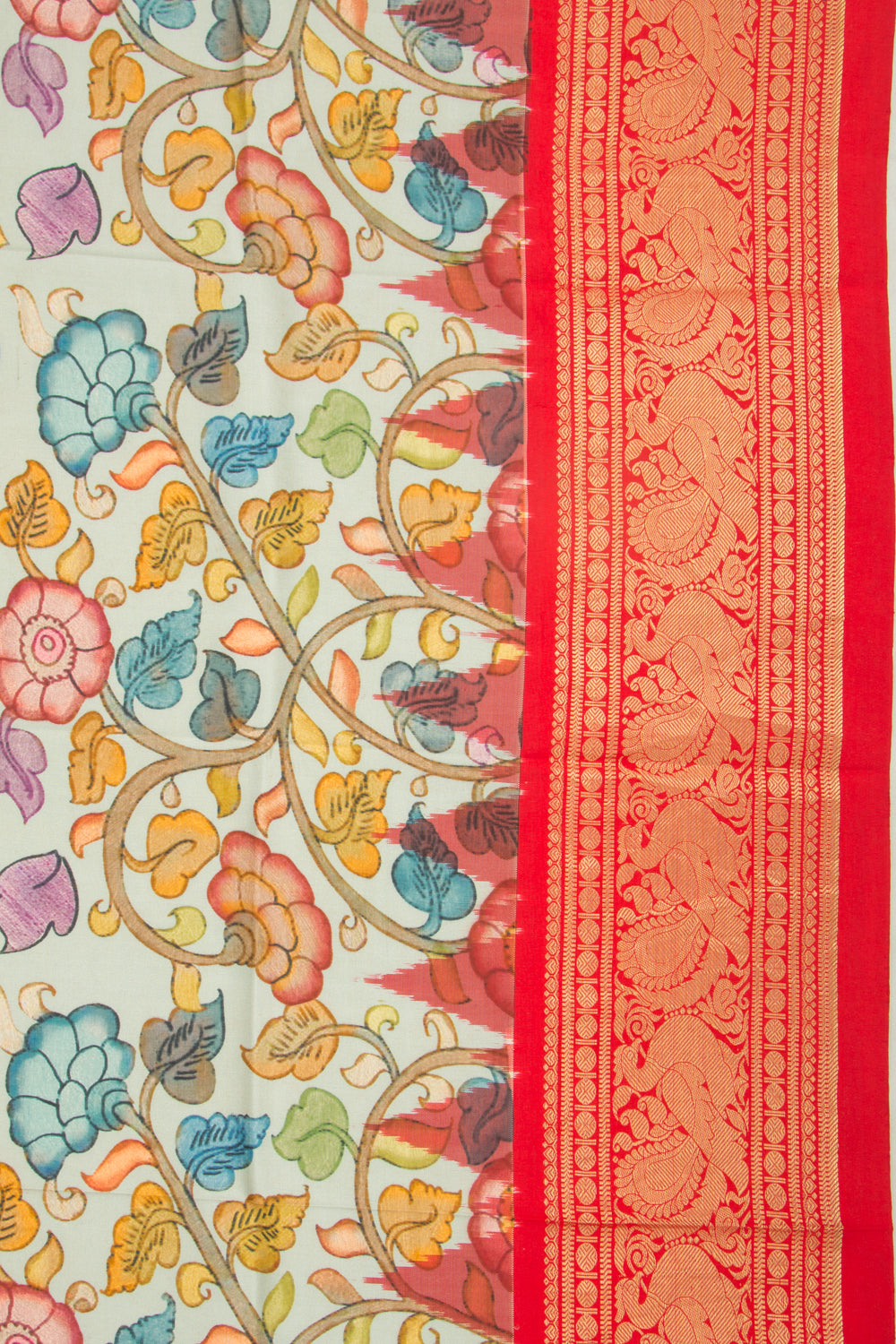 Kanchipuram Silk Floral Printed Pastel Green Dupatta