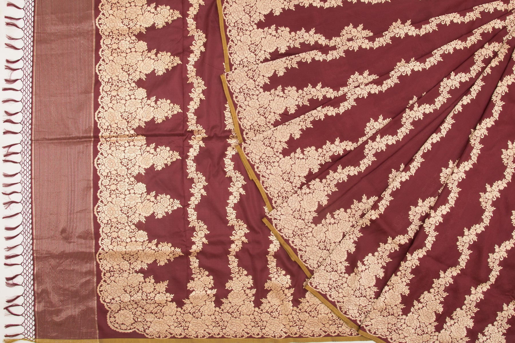 Banarasi Silk Kadwa Jaal Brown Saree
