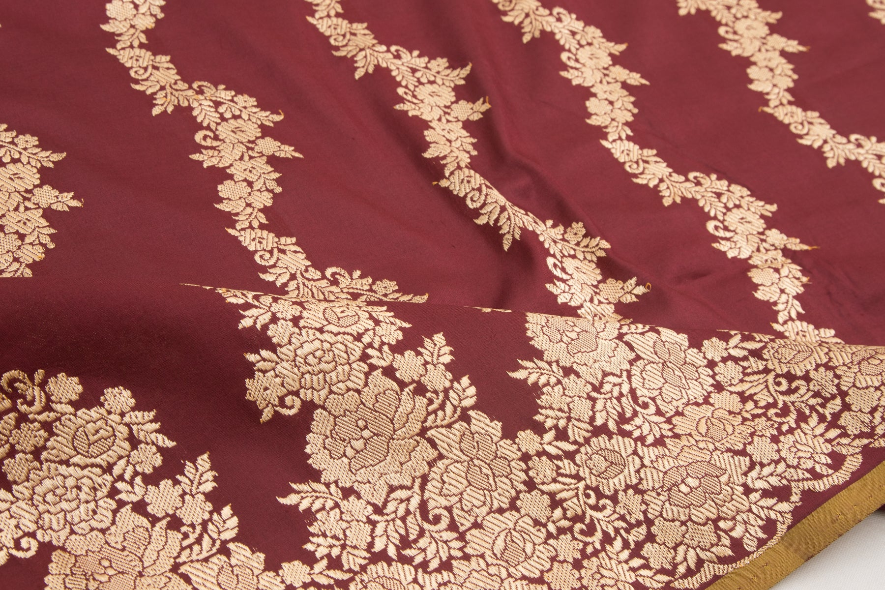 Banarasi Silk Kadwa Jaal Brown Saree