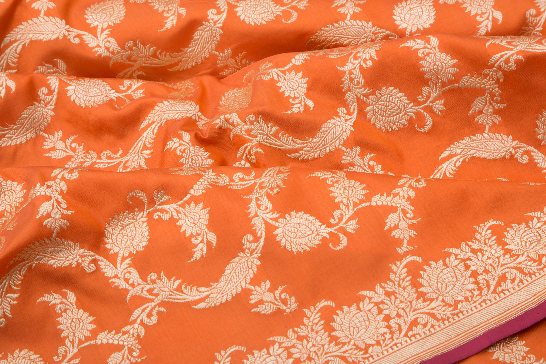 Banarasi Silk Kadwa Jaal Orange Saree