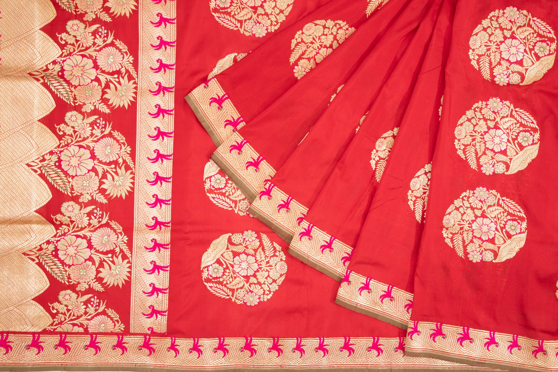 Banarasi Silk Kadwa Butta Red Saree