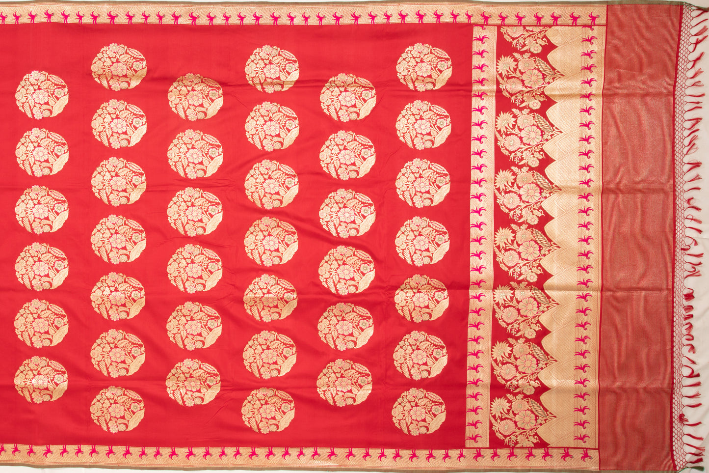 Banarasi Silk Kadwa Butta Red Saree