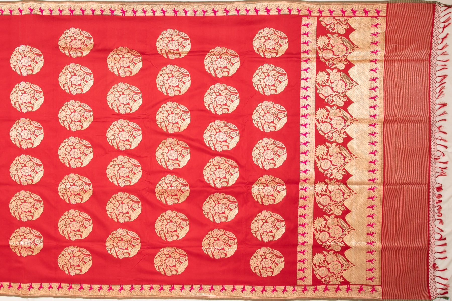 Banarasi Silk Kadwa Butta Red Saree