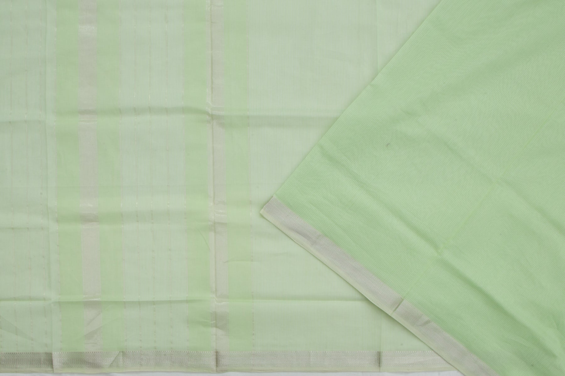 Maheshwari Cotton Checks Pastel Green Saree