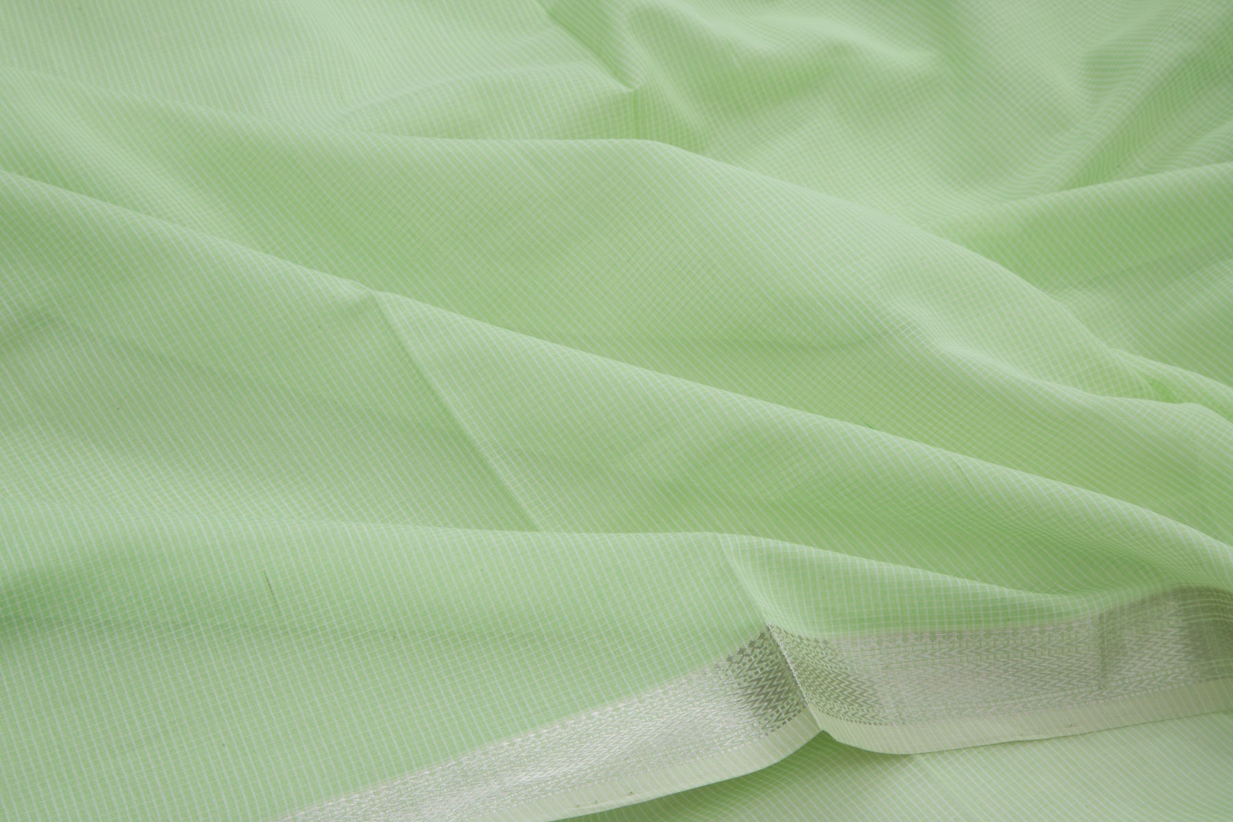 Maheshwari Cotton Checks Pastel Green Saree