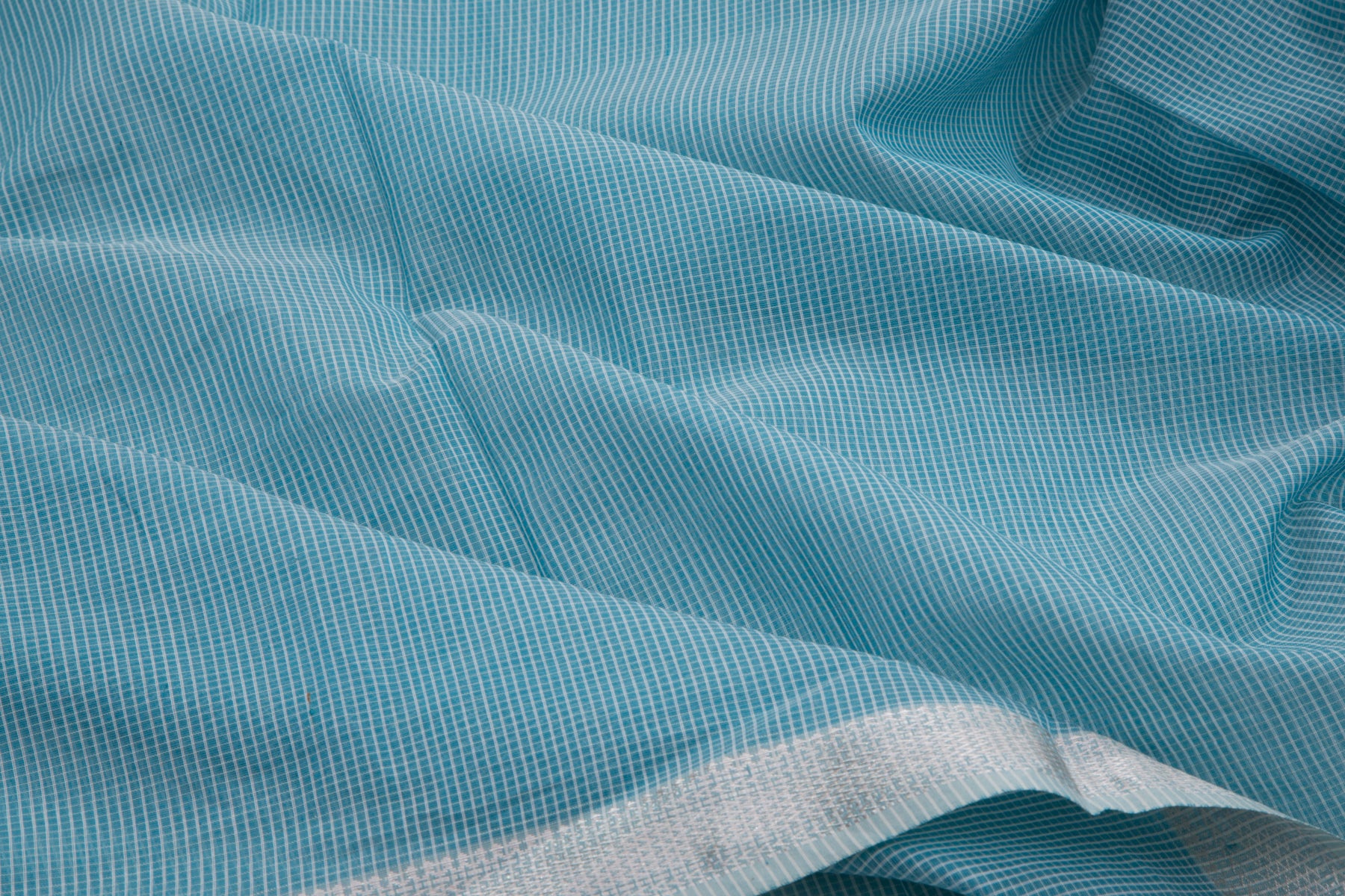 Maheshwari Cotton Checks Blue Saree