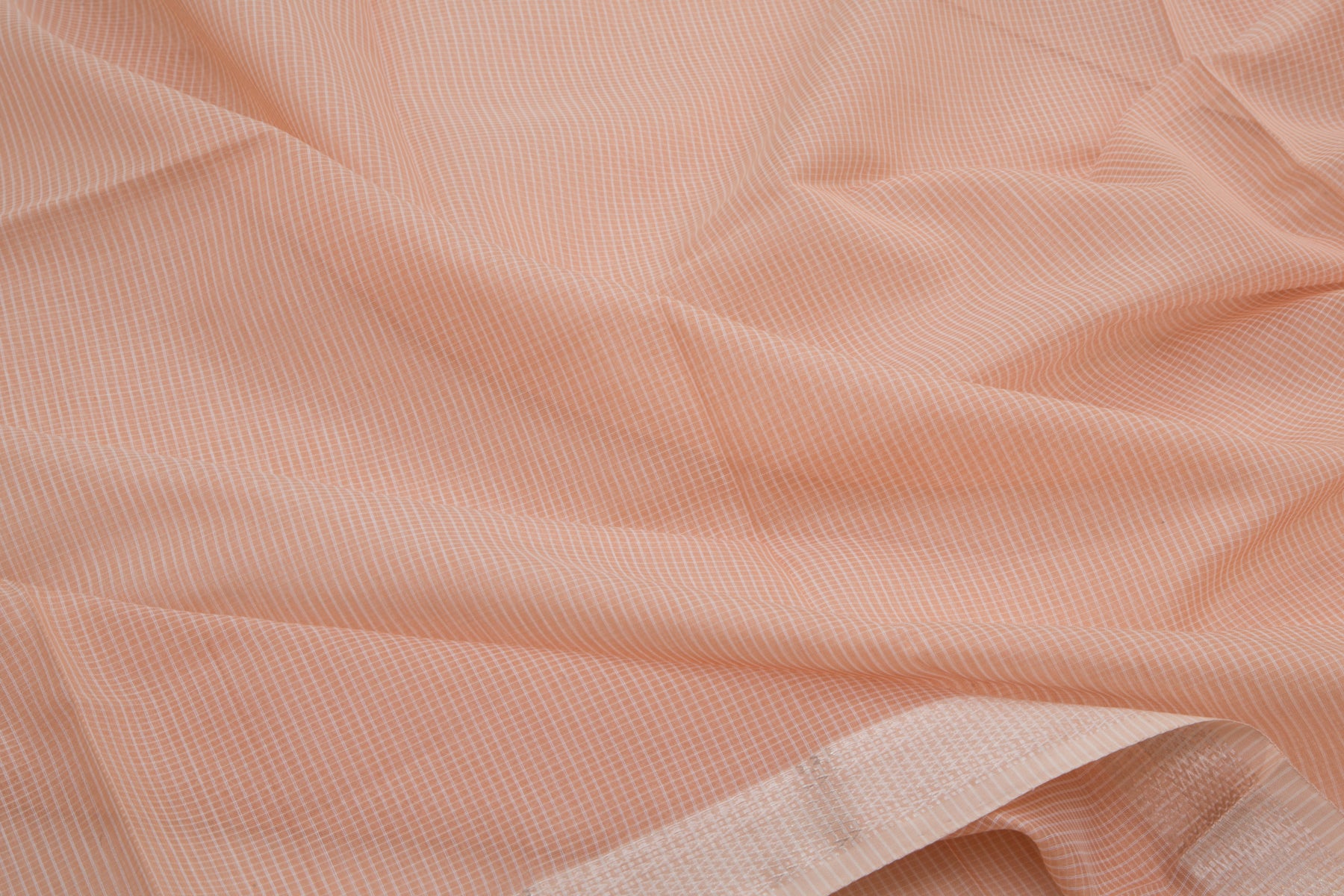 Maheshwari Cotton Checks Pastel Brown Saree
