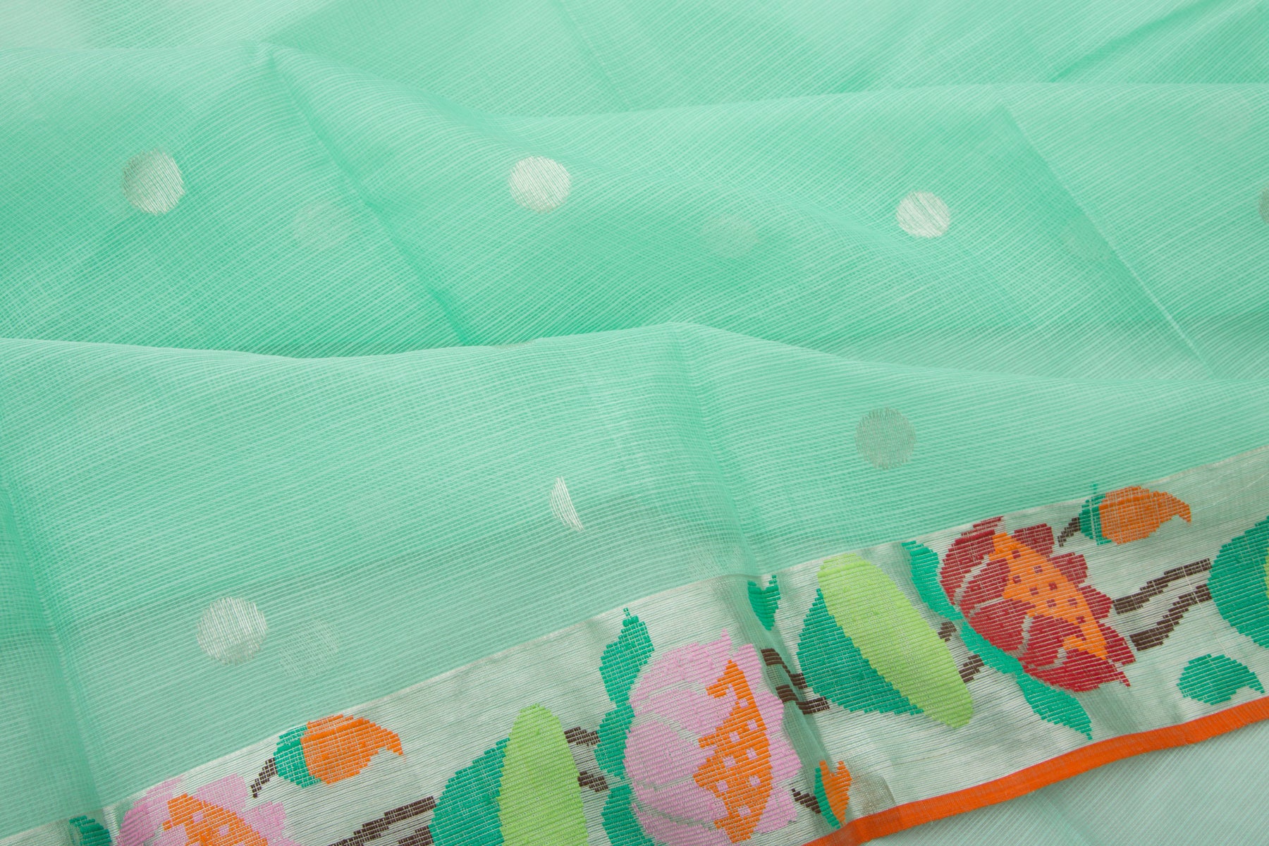 Kota Silk Butta Pastel Blue Saree With Jamdani Border