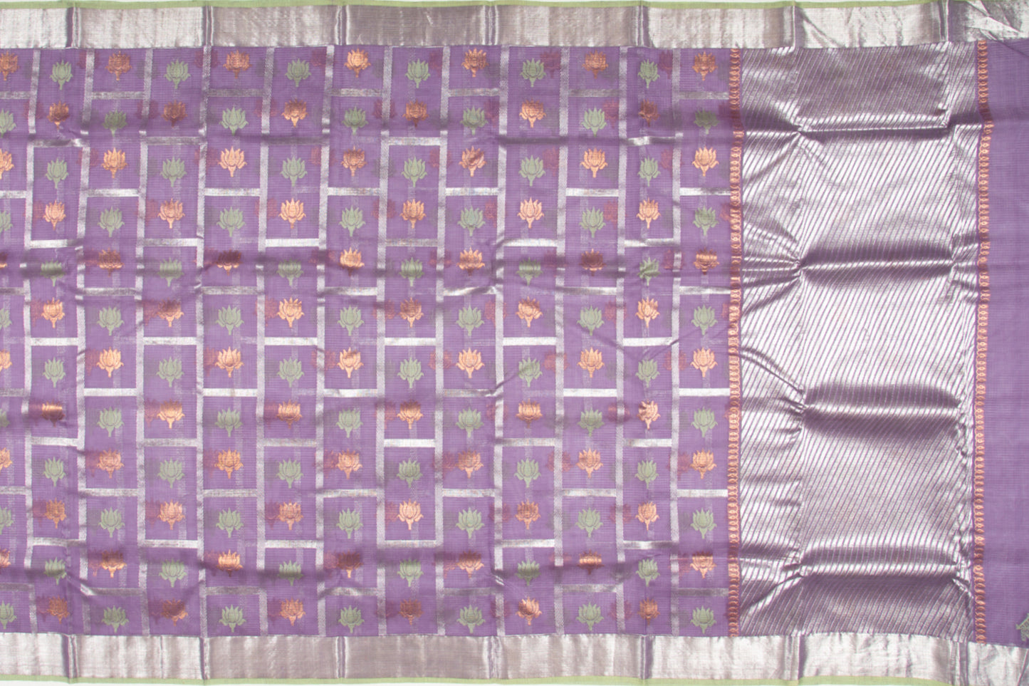 Kota Silk Checks And Butta Lavender Saree