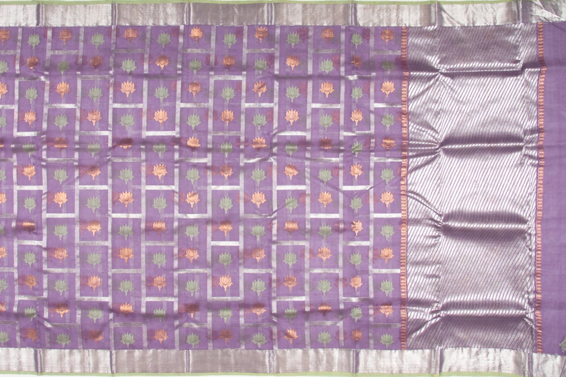 Kota Silk Checks And Butta Lavender Saree