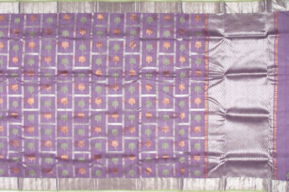Kota Silk Checks And Butta Lavender Saree