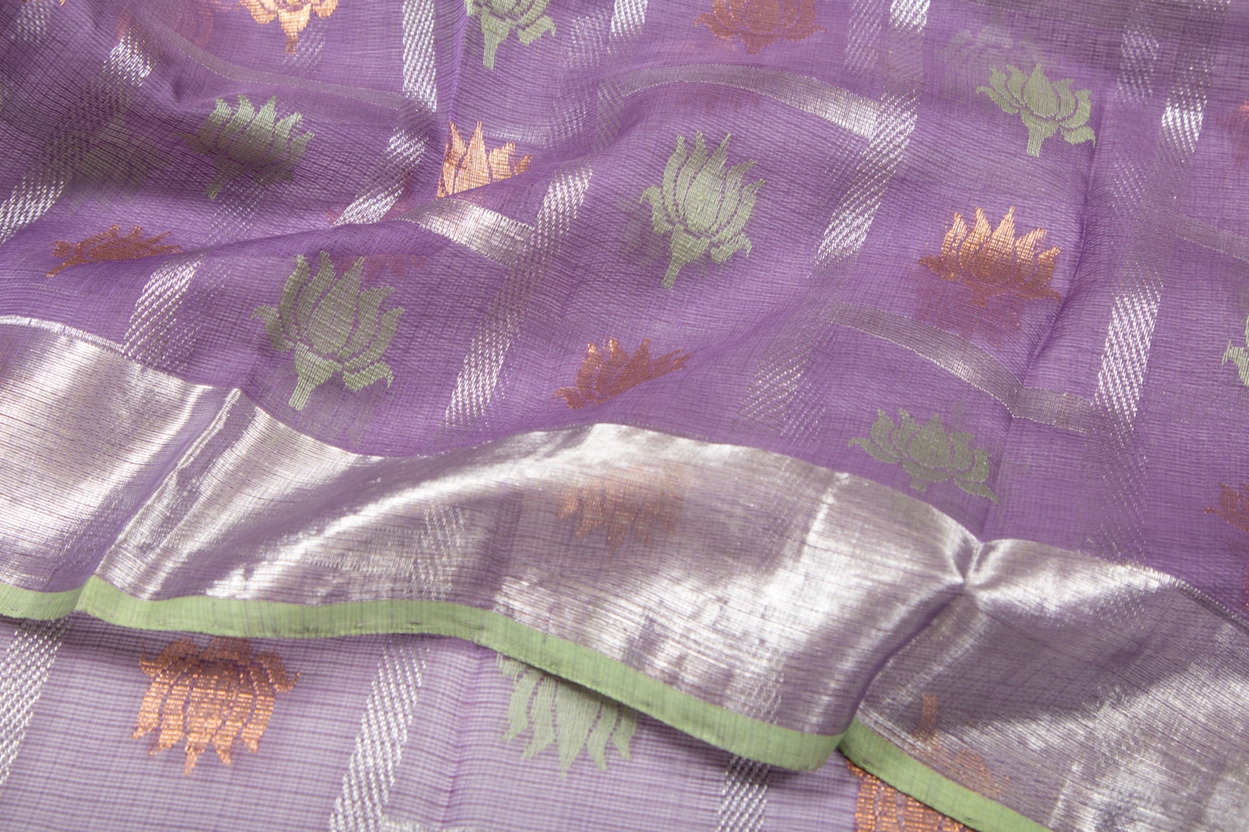 Kota Silk Checks And Butta Lavender Saree