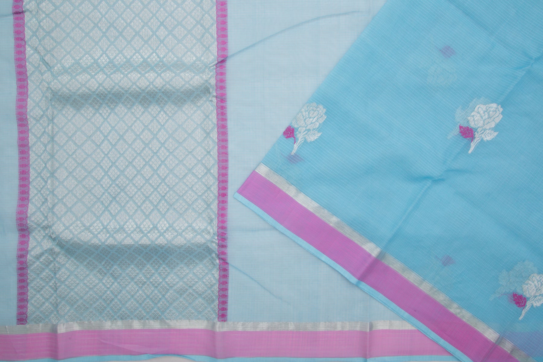 Kota Silk Butta Sky Blue Saree