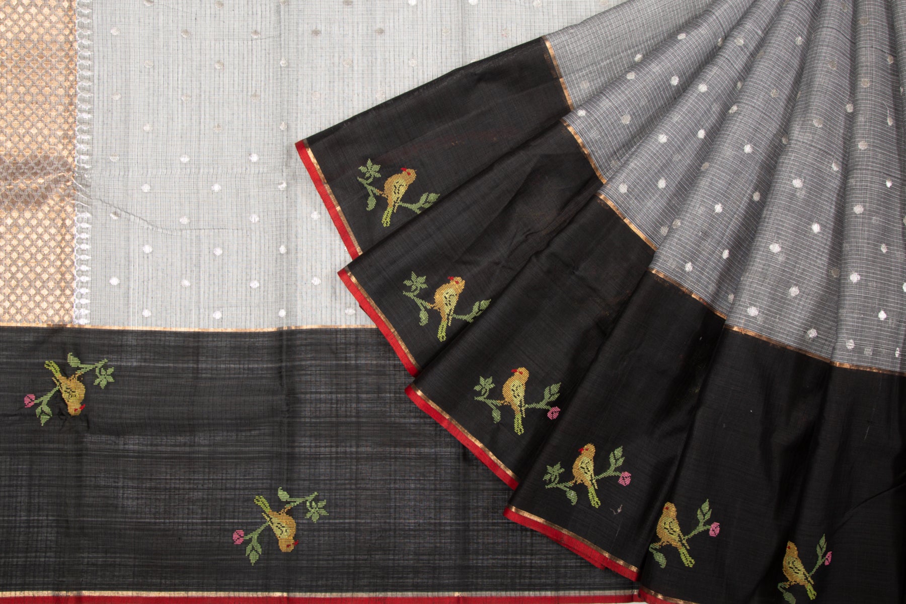 Kota Silk Butta Grey Saree
