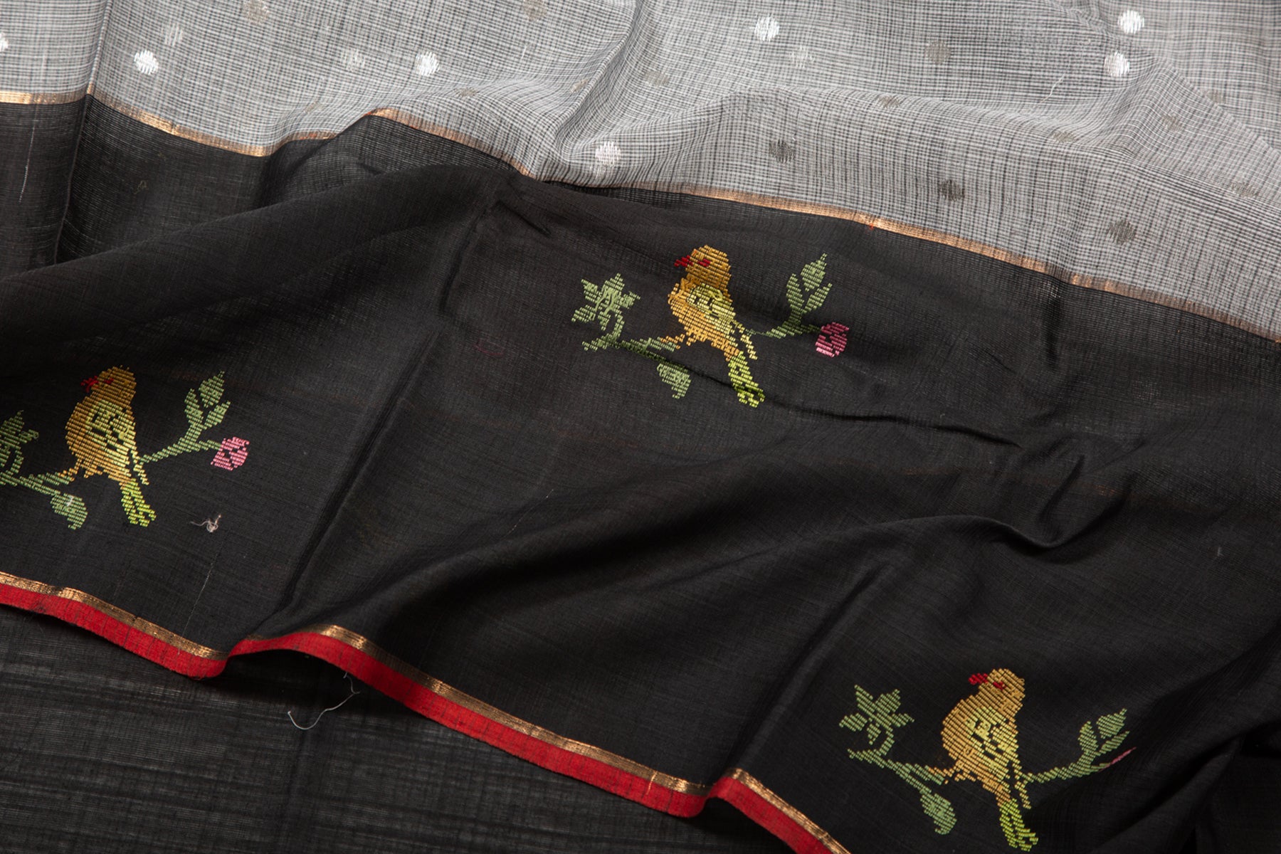 Kota Silk Butta Grey Saree