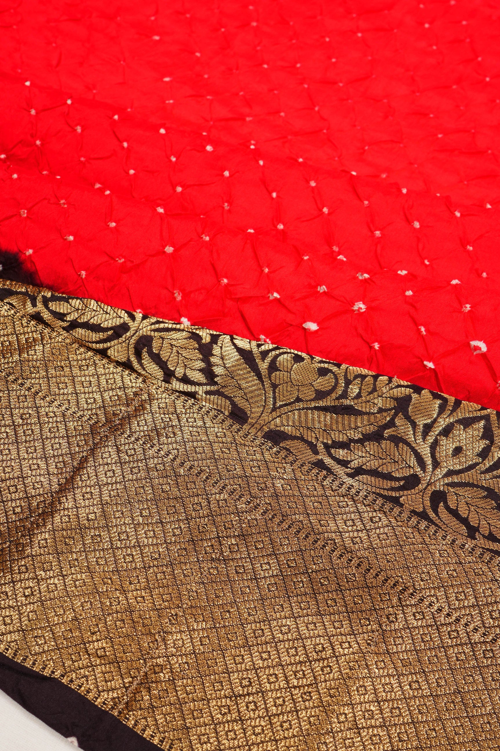 Kanchipuram Silk Bandhani Red Saree