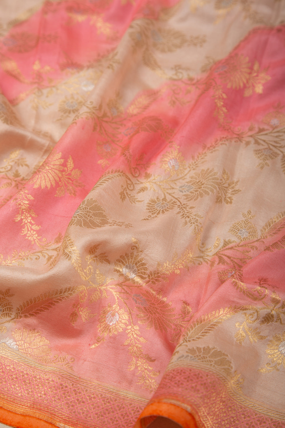 Banarasi Silk Jaal Cream and Pink Dupatta