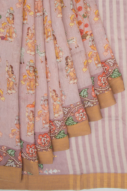 Linen Printed Lilac Saree