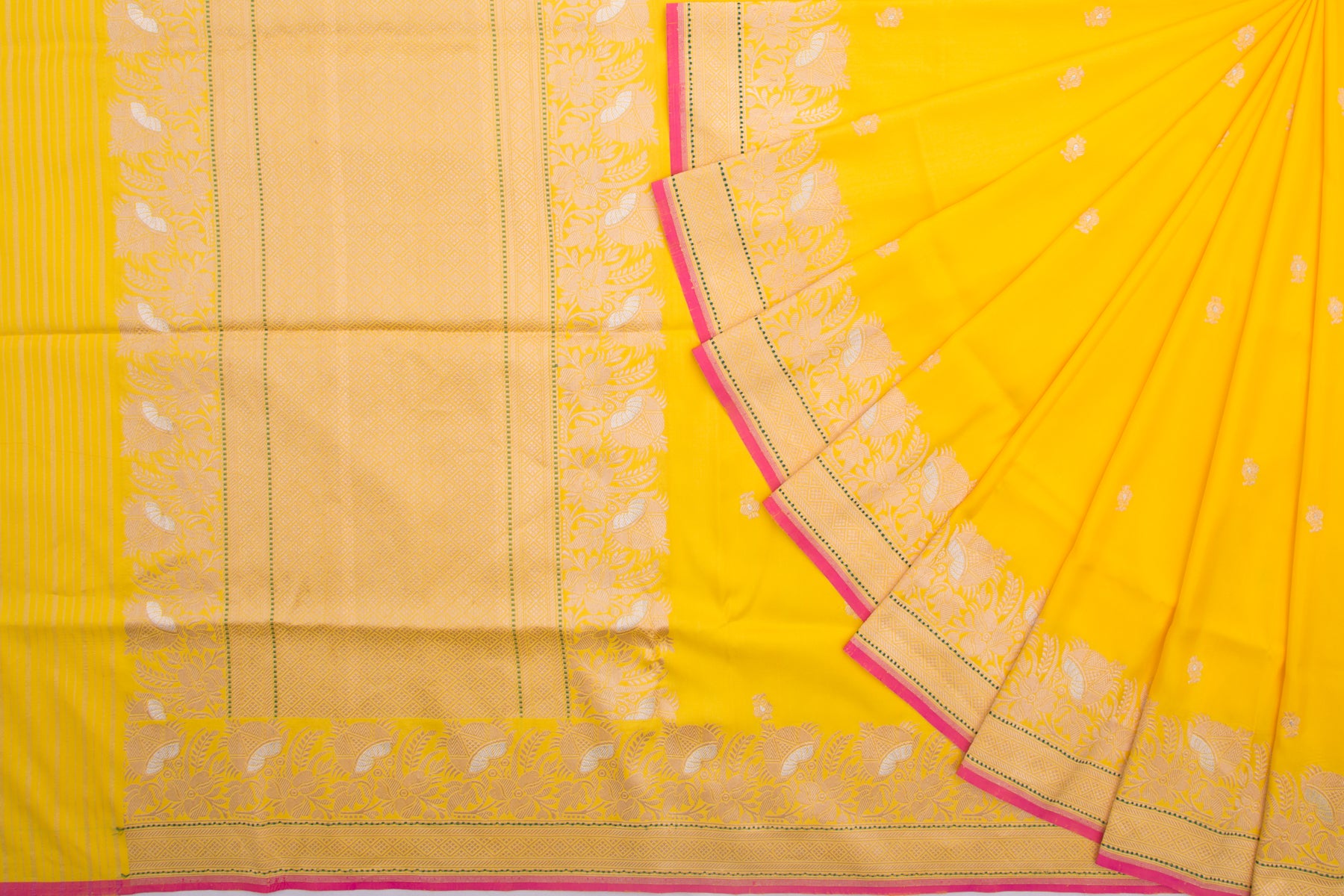 Banarasi Silk Butta Yellow Saree