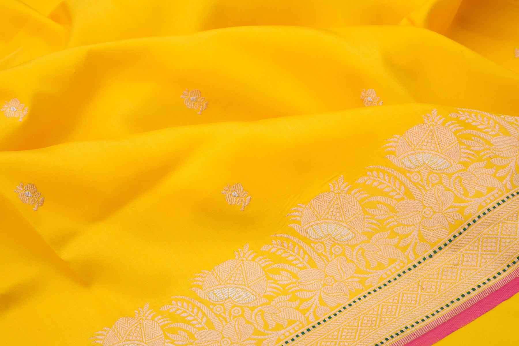 Banarasi Silk Butta Yellow Saree