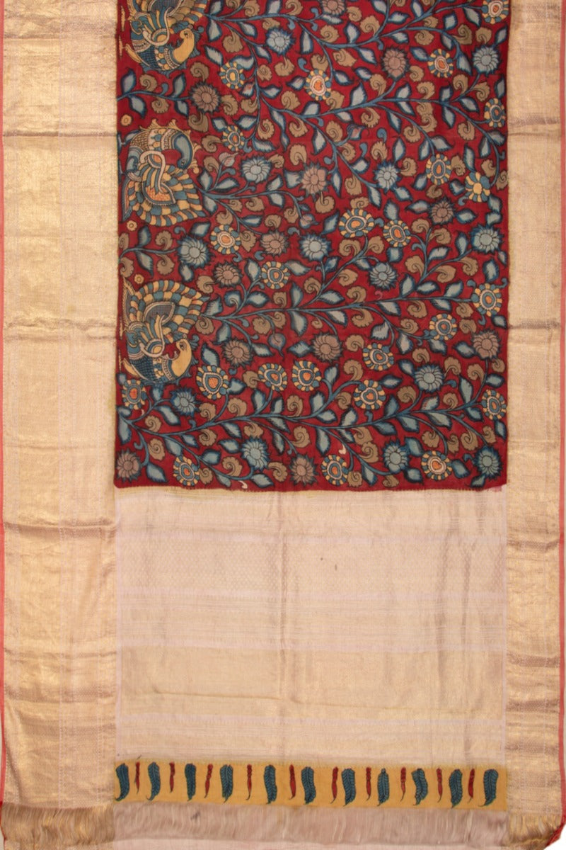 Kanchipuram Silk Kalamkari Red Saree