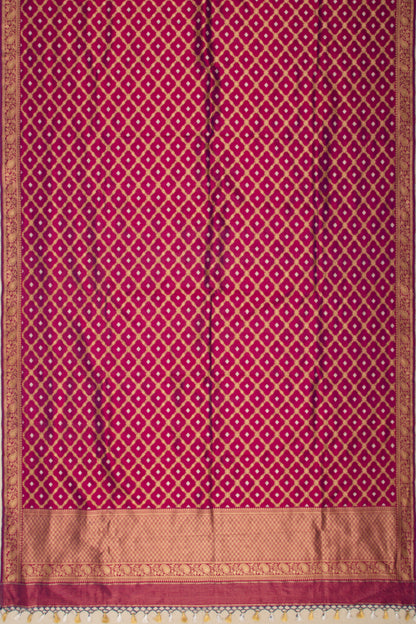 Banarasi Silk Kadwa Checks And Butta Purple Dupatta