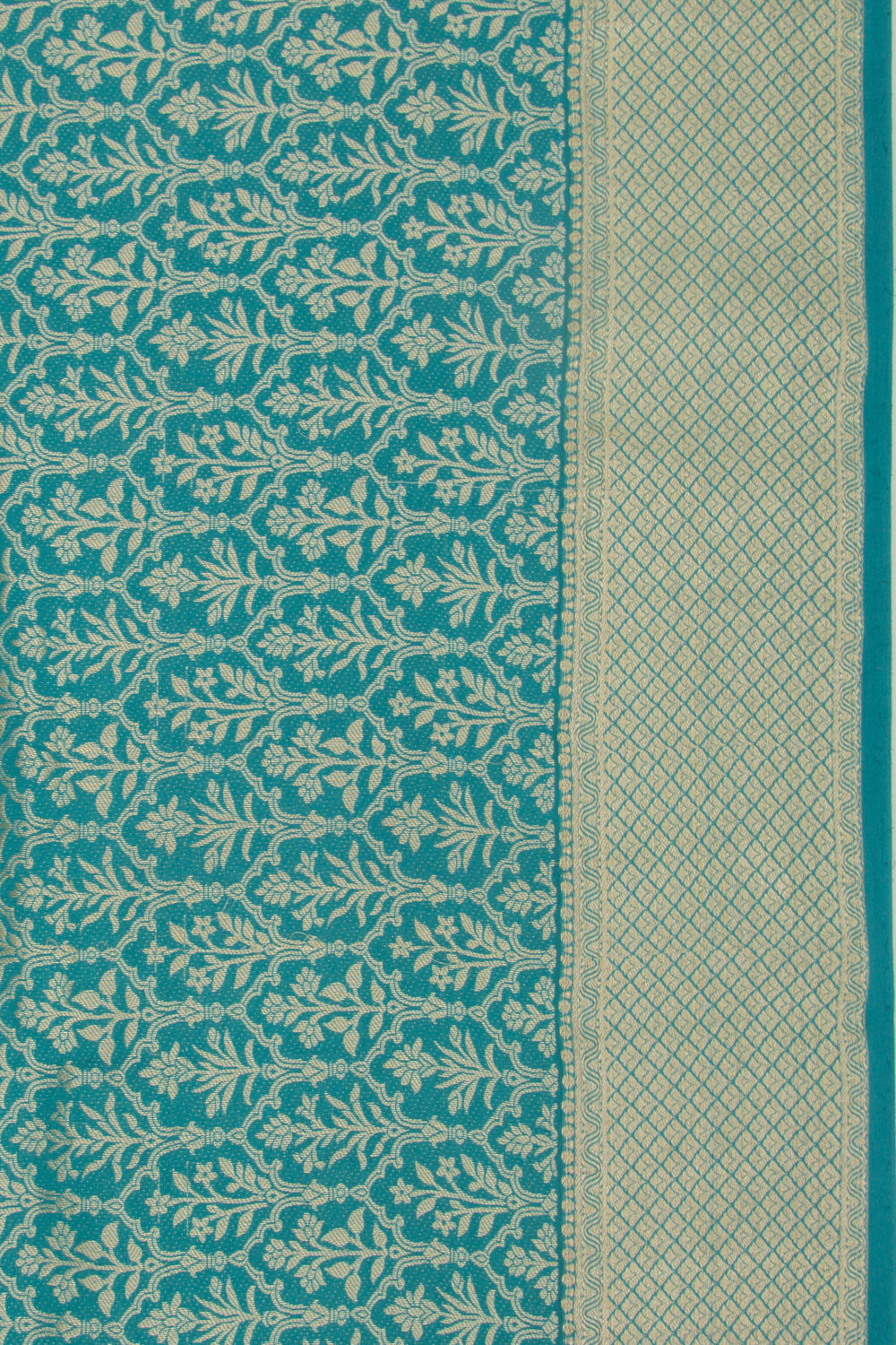 Banarasi Georgette Brocade Teal Blue Saree