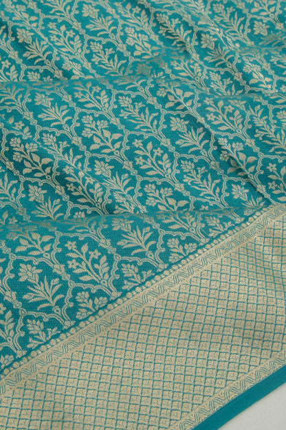 Banarasi Georgette Brocade Teal Blue Saree