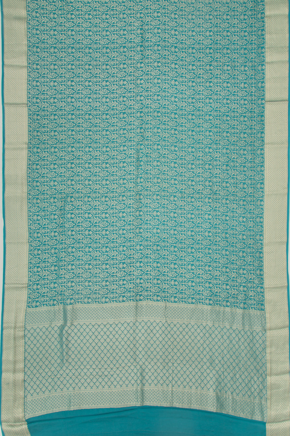 Banarasi Georgette Brocade Teal Blue Saree