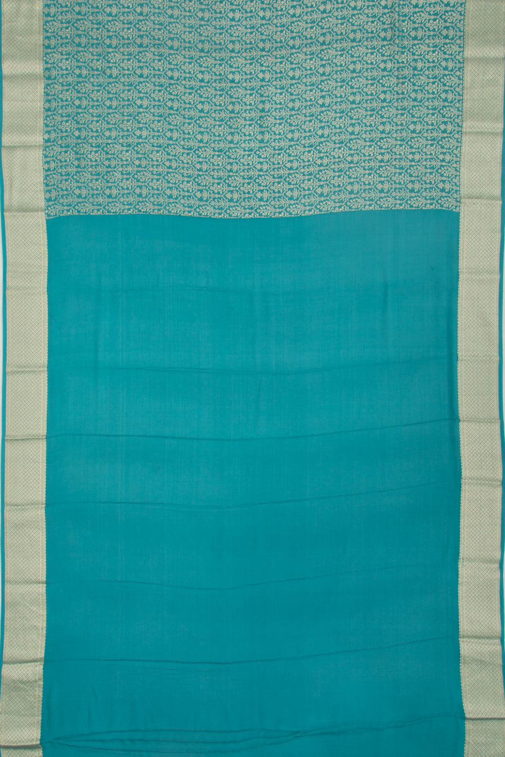 Banarasi Georgette Brocade Teal Blue Saree