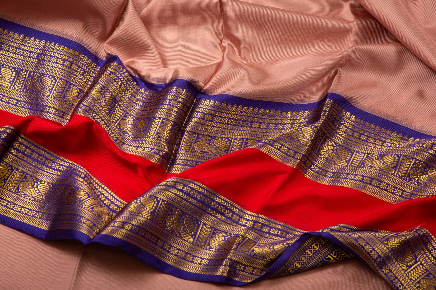 Kanchipuram Silk Twill Plain Snuff Saree
