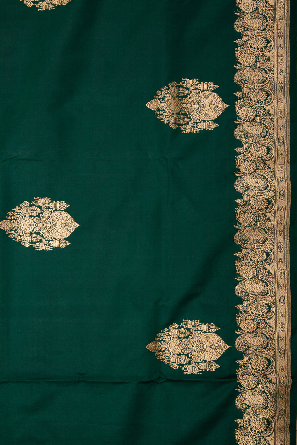 Banarasi Silk Butta Dark Green Saree