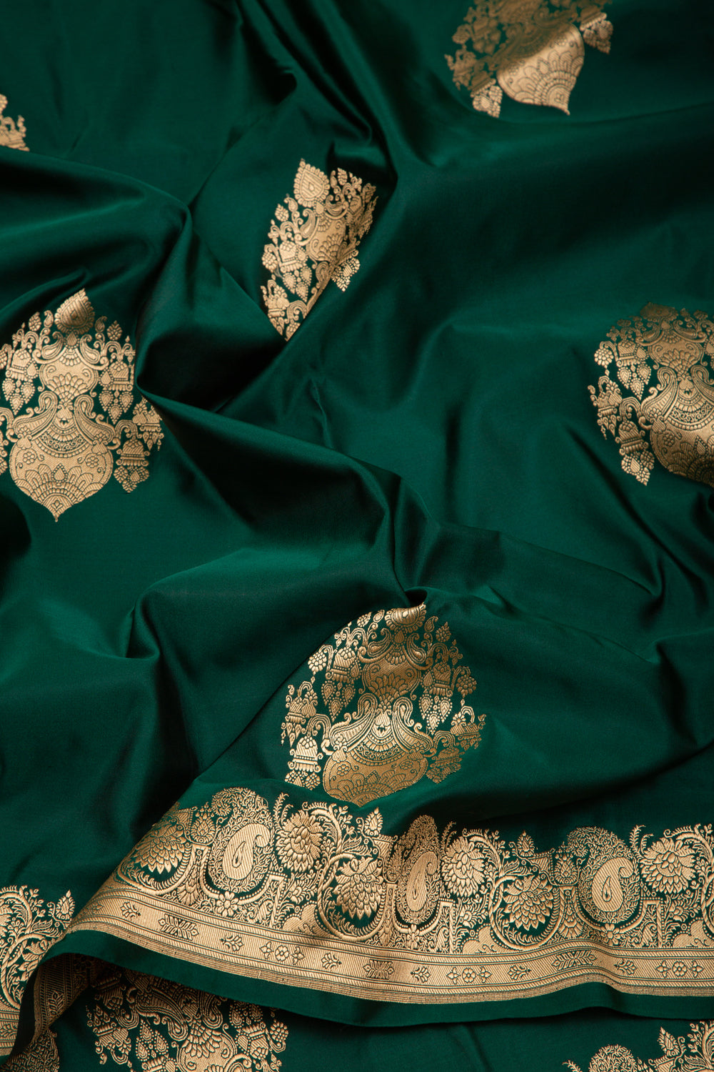 Banarasi Silk Butta Dark Green Saree