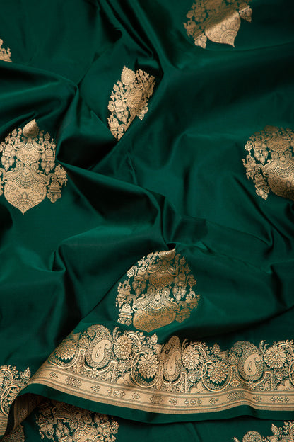 Banarasi Silk Butta Dark Green Saree