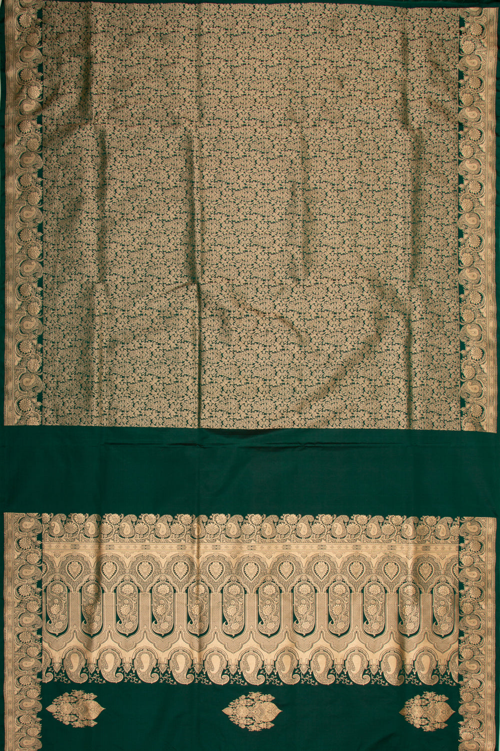 Banarasi Silk Butta Dark Green Saree