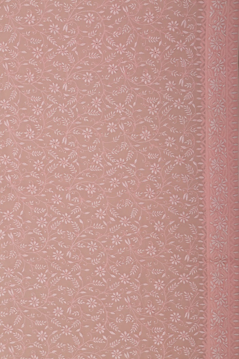Lucknow Chikankari Georgette Baby Pink Ek Taar Saree