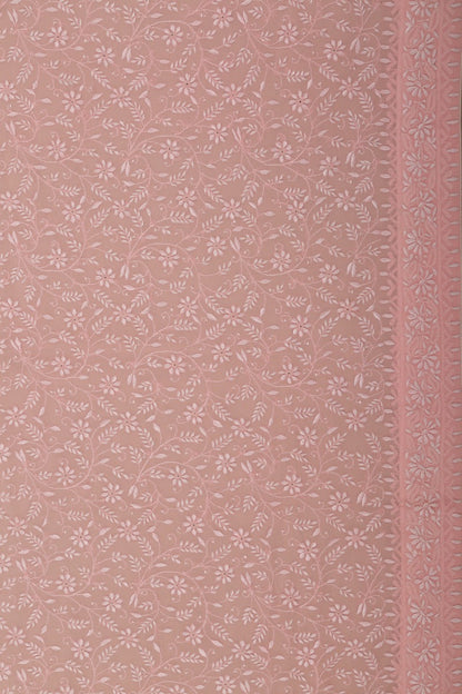 Lucknow Chikankari Georgette Baby Pink Ek Taar Saree
